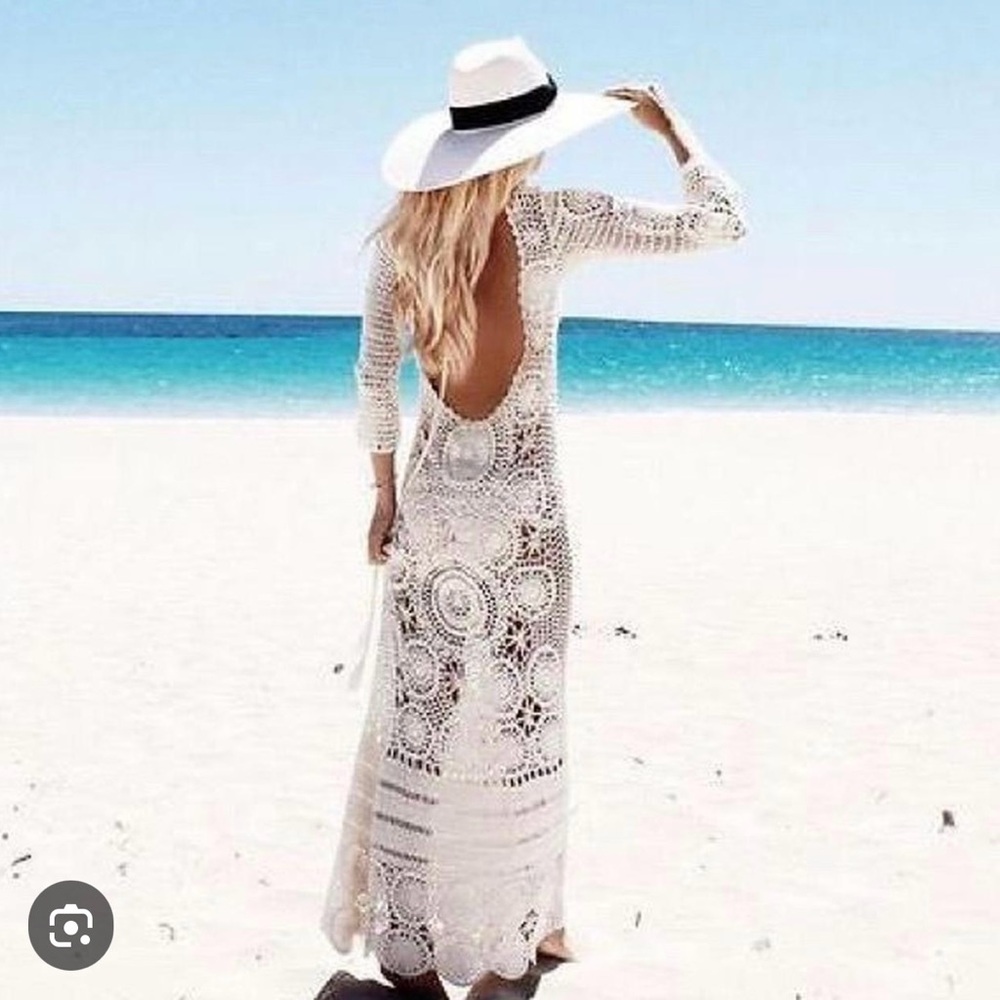 Spell & the Gypsy Margarita White Crochet Maxi Dress
